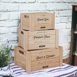 3-PC Wooden Storage Boxes - Brown