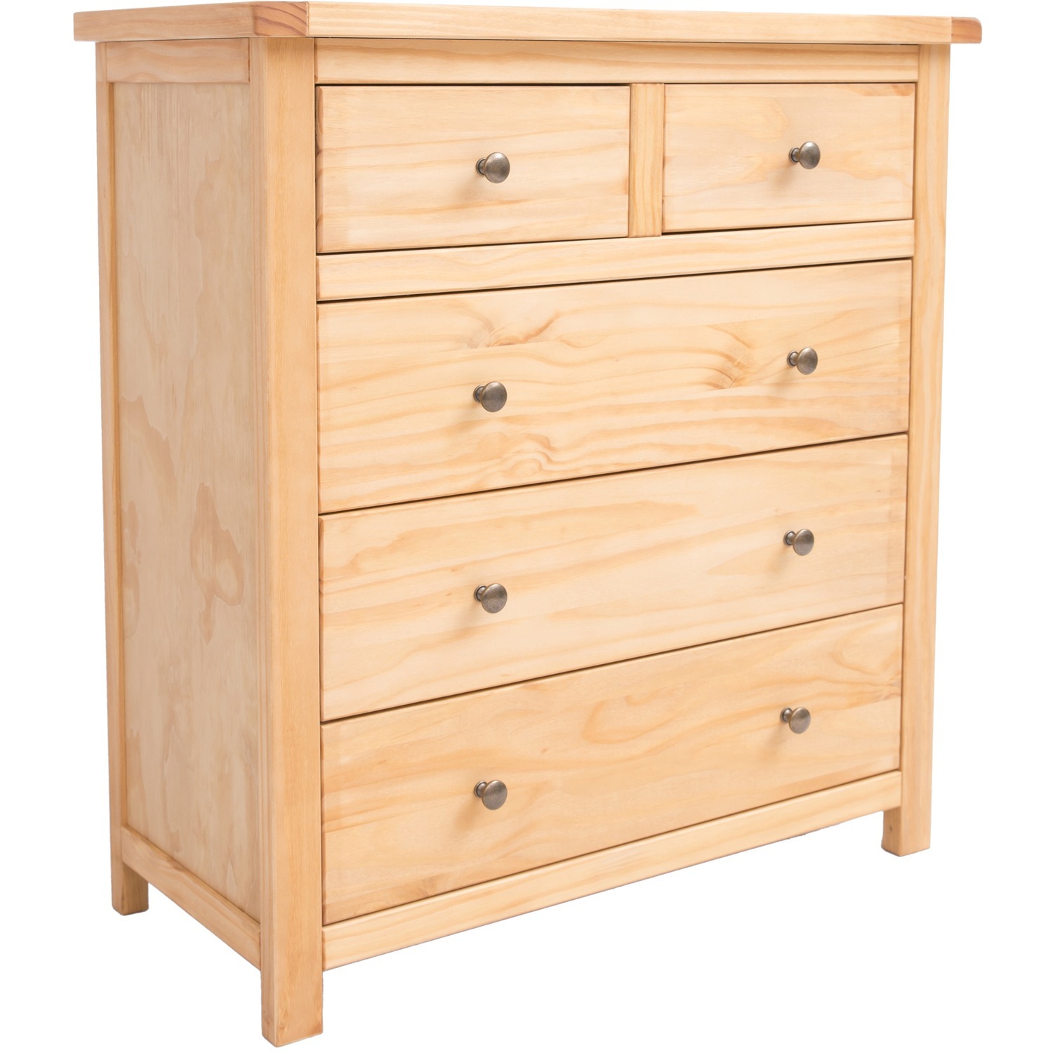 Lugo 2 over 3 Drawer Chest - Grey / Brass
