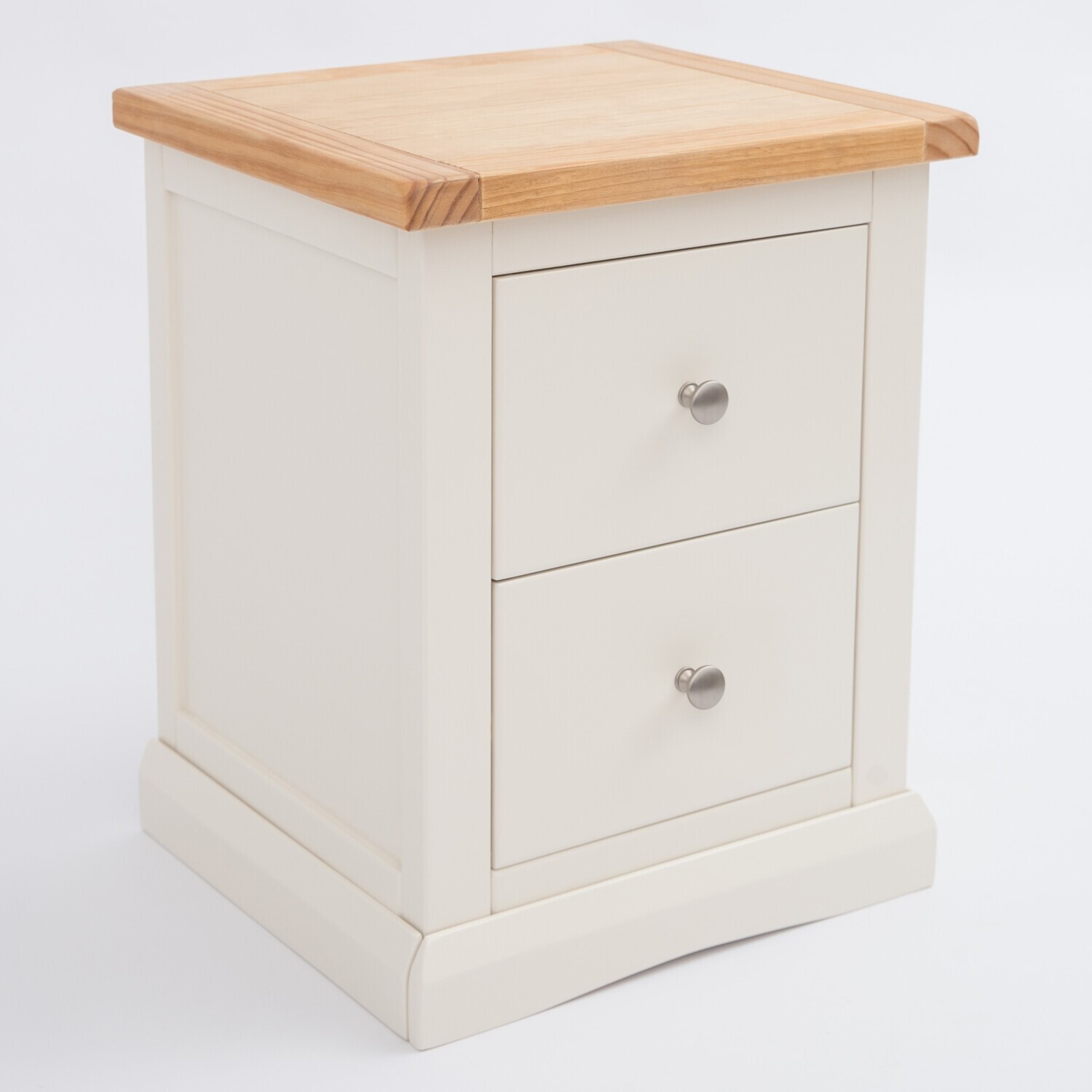 Castelli 2 Drawer Bedside Cabinet - White / Chrome Knob