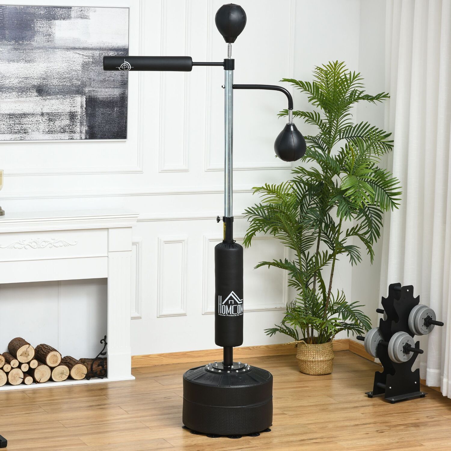 HOMCOM 3-in-1 Boxing Punching Bag Stand with 2 Speedballs - Black