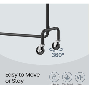 Clothes Rack on Wheels, Heavy-Duty Clothes Rail, with Extendable Hanging Rail