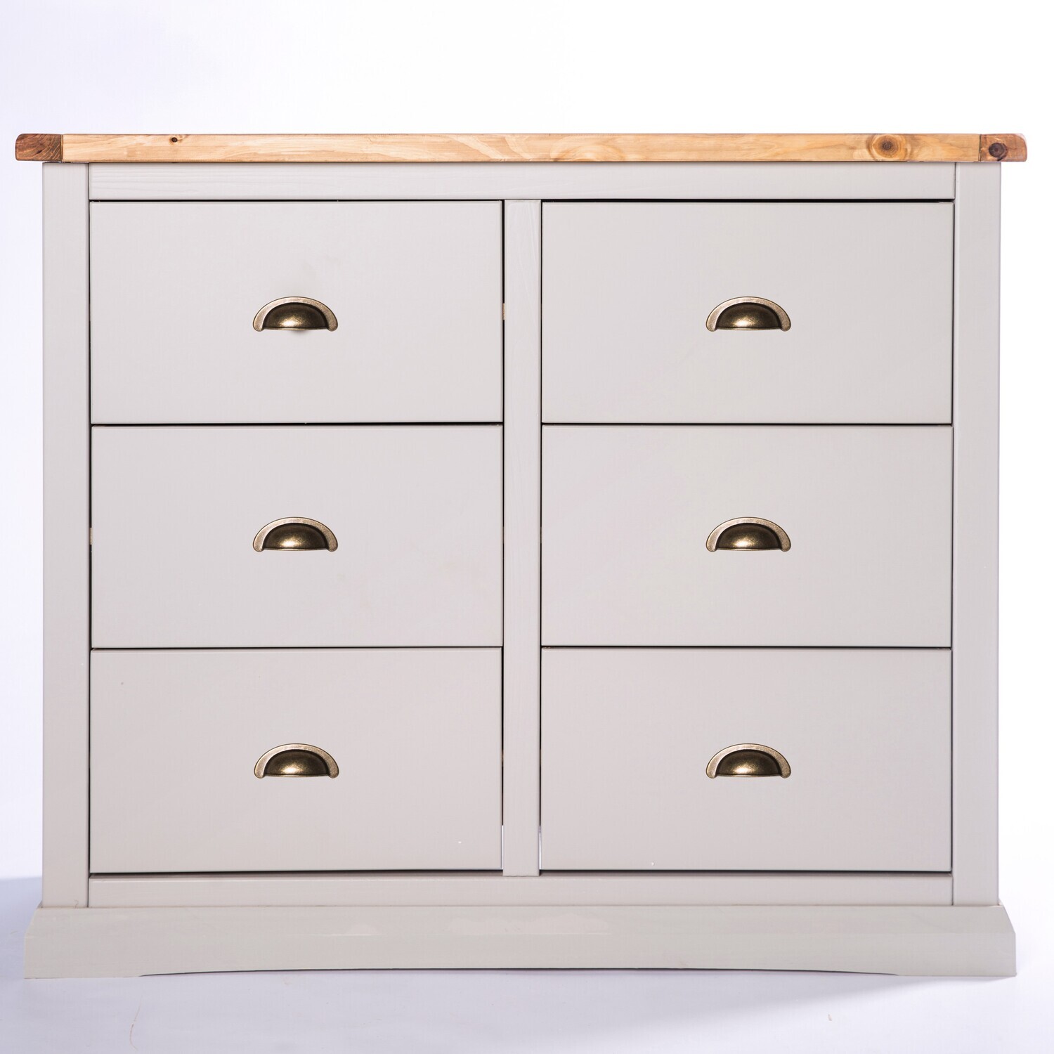 Loreo 3 over 3 Drawer Chest - Grey / Brass