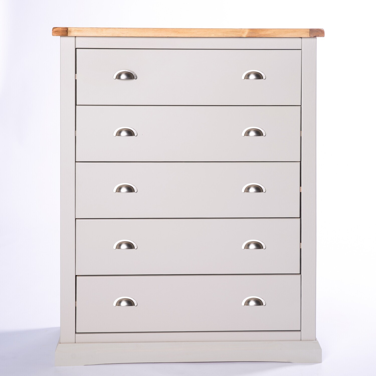 Loreo 5 Drawer Chest - Grey / Chrome