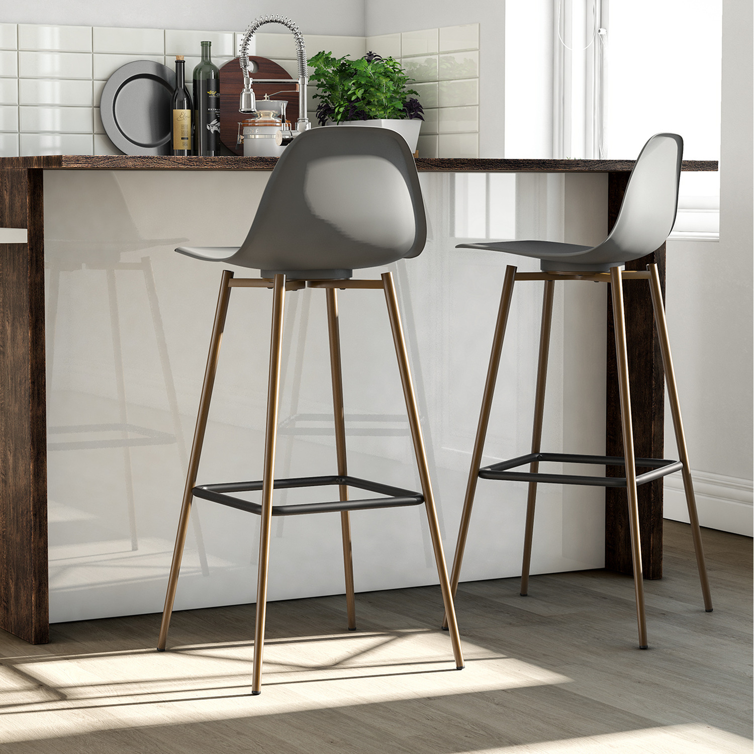 Copley Plastic Bar Stool - Grey