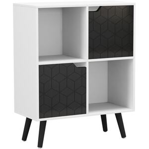 4-Cube Storage Unit with 2 Geo Doors and Legs - White
