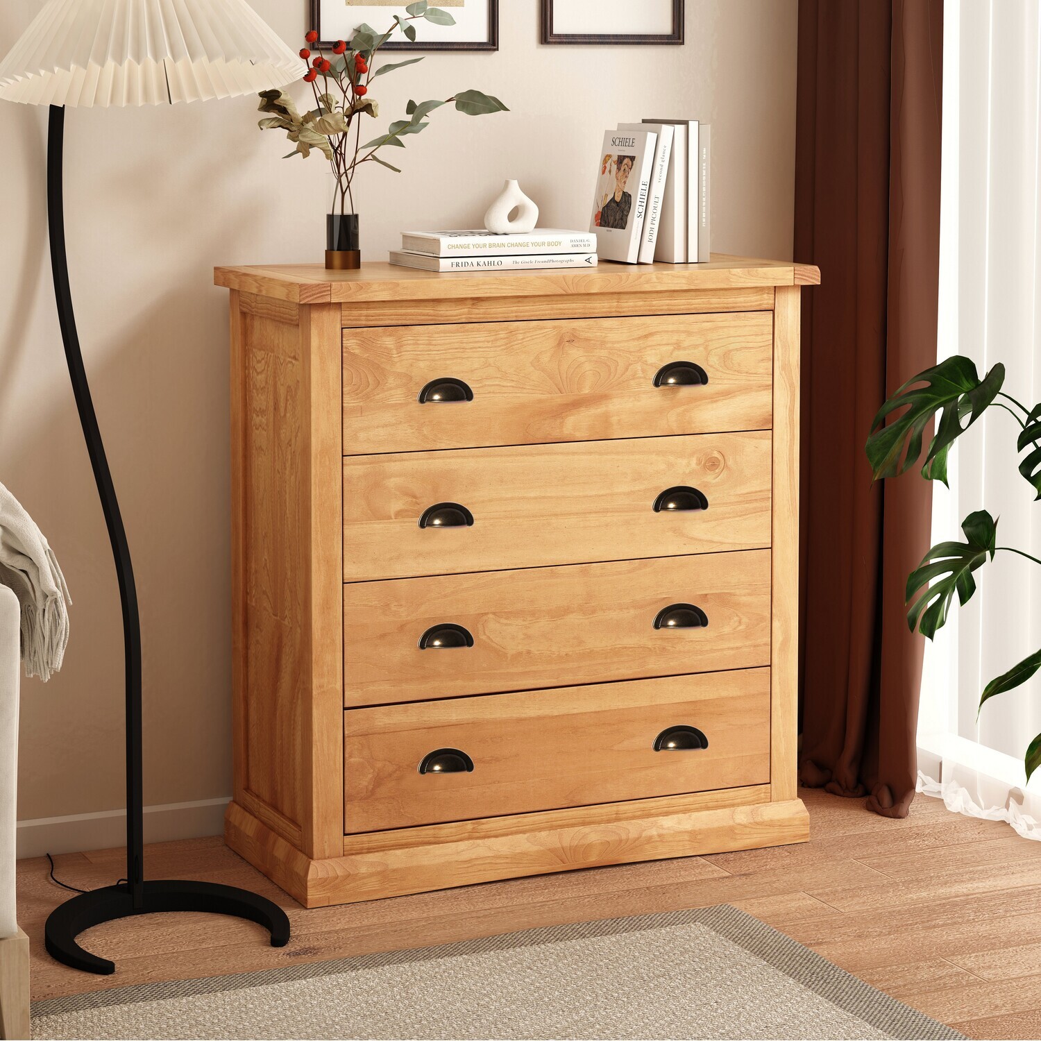 Lucca 4 Drawer Chest - Brown / Brass