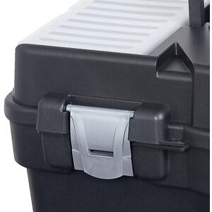 Black Plastic Toolbox with Lid Storage- 19x37.5x20cm