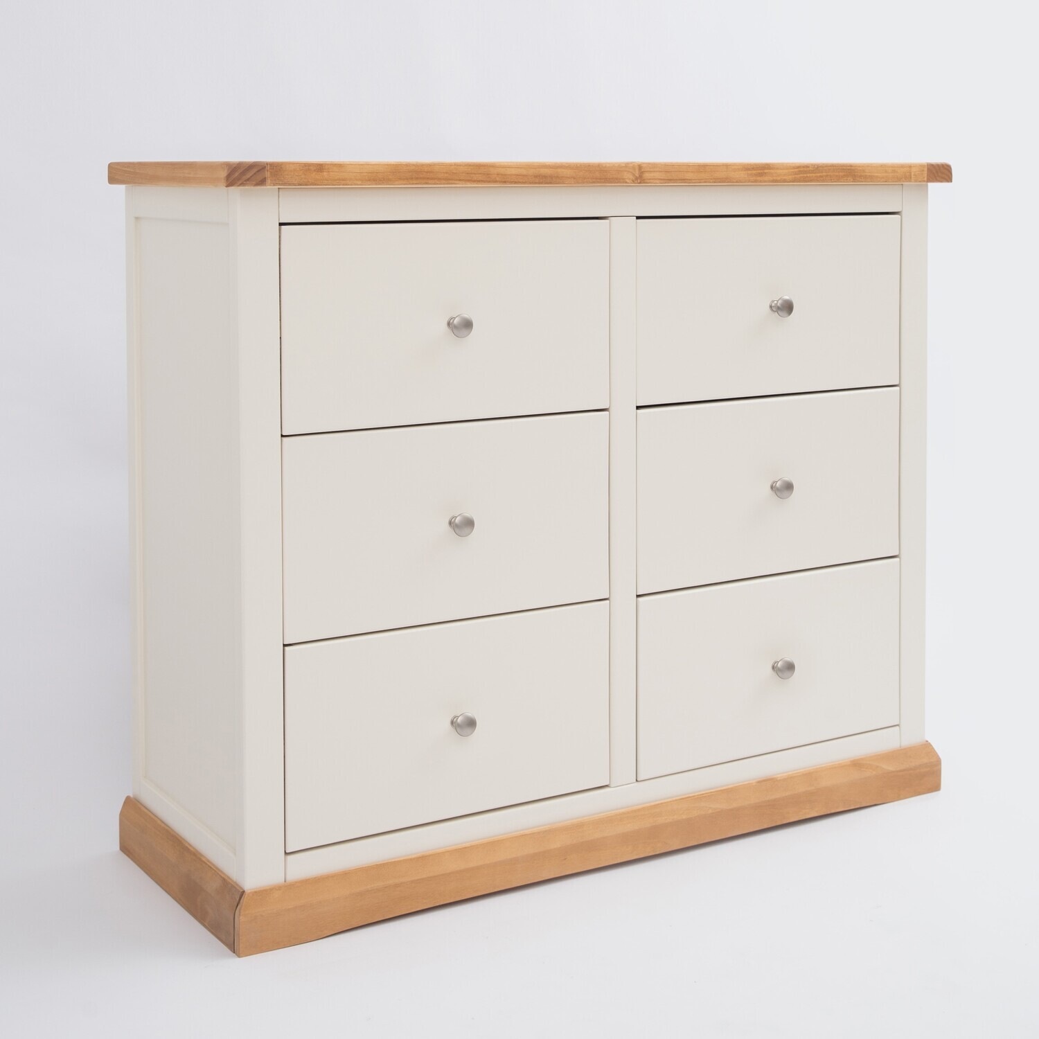Trevi 3 over 3 Drawer Chest - White / Satin Chrome