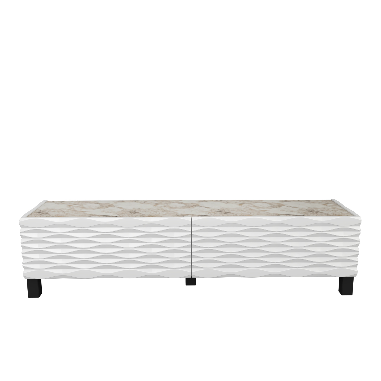 Lerze TV Unit TVs up to 65" - White Marble Effect and White
