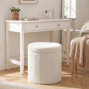 SONGMICS MAZIE Collection - Round Storage Ottoman, Foldable Foot Stool