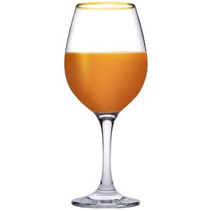 Pasabahce Amber Gold Rimmed Wine Glasses 460ml Elegant Glassware Set - Clear, Gold - Set of 6