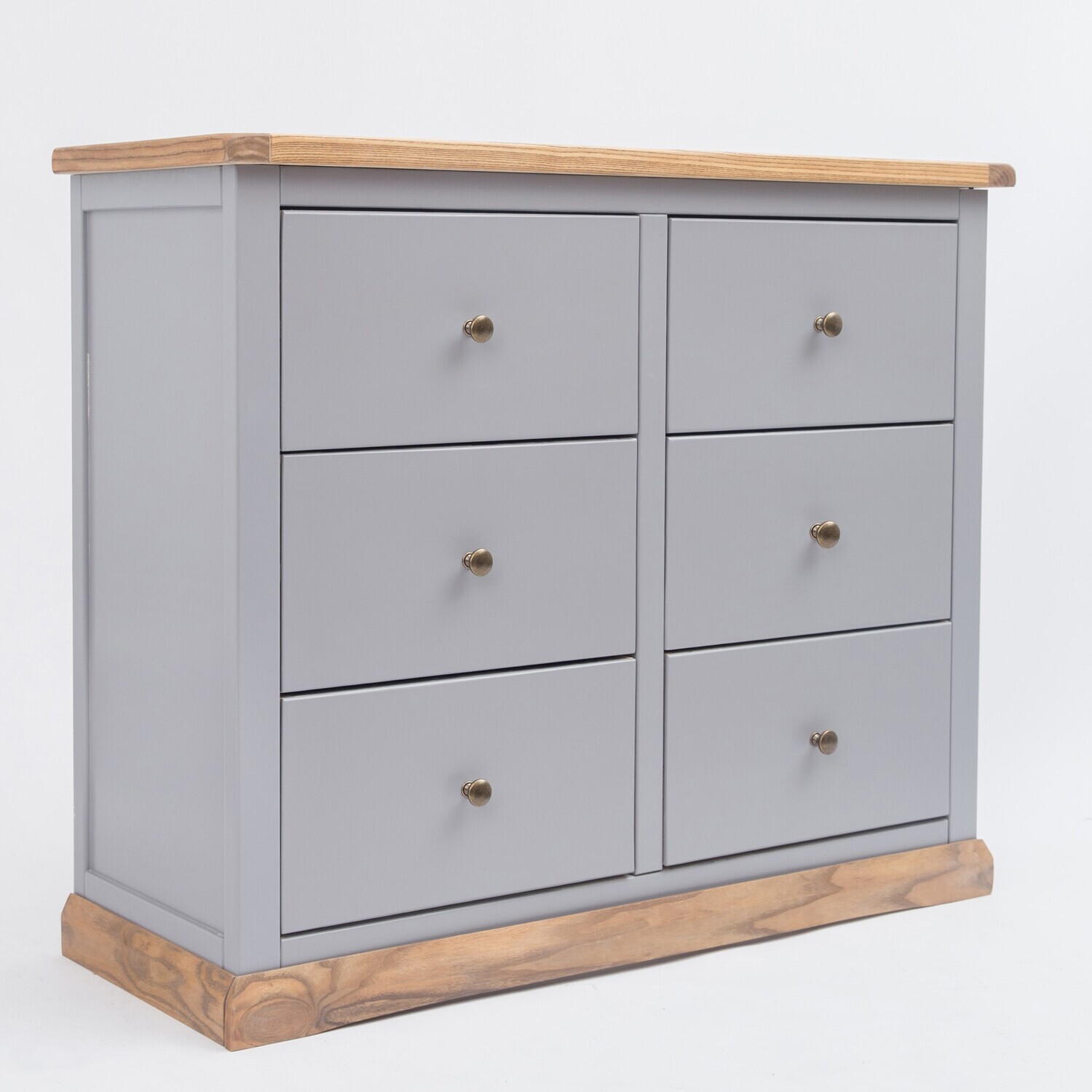 Biccari 3 over 3 Drawer Chest - Grey / MDF, Pine, Plywood