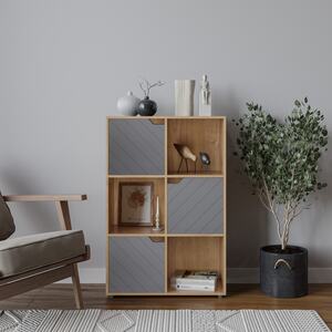 6-Cube Shelving Unit With Lined Doors - Grey