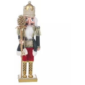 38cm Tall Wooden Look Christmas Nutcracker Soldier - Black