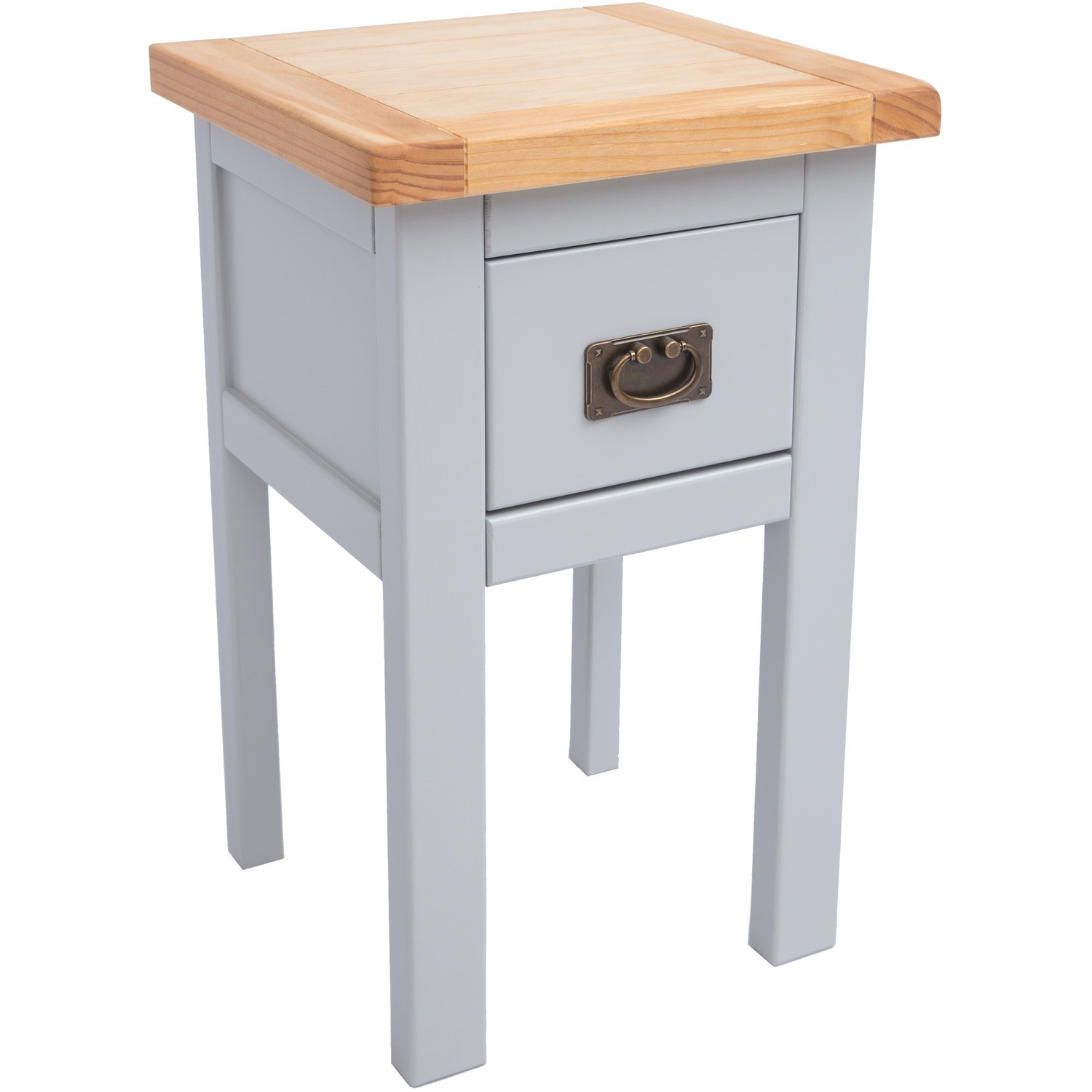 Argenta 1 Drawer Bedside Table - Grey / Brass Drop