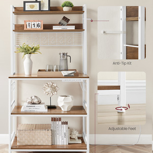 Coffee Bar, Kitchen Storage Rack, with Power Outlet