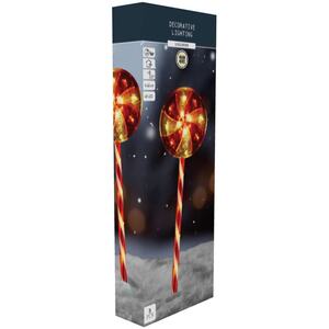 62cm Christmas Lollipop Path Lights - Red - Set of 6