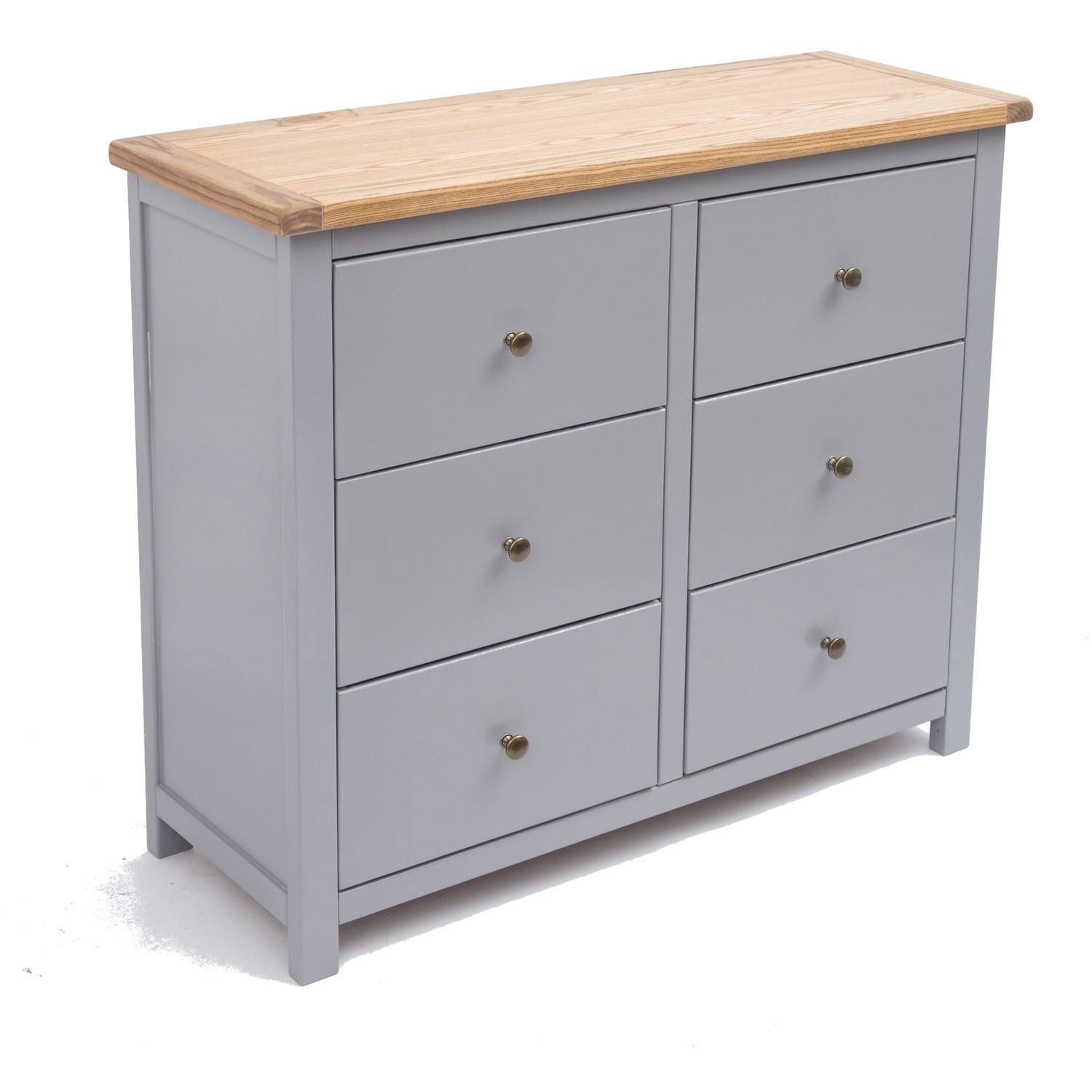 Mirano 6 Drawer Chest - Grey / Brass