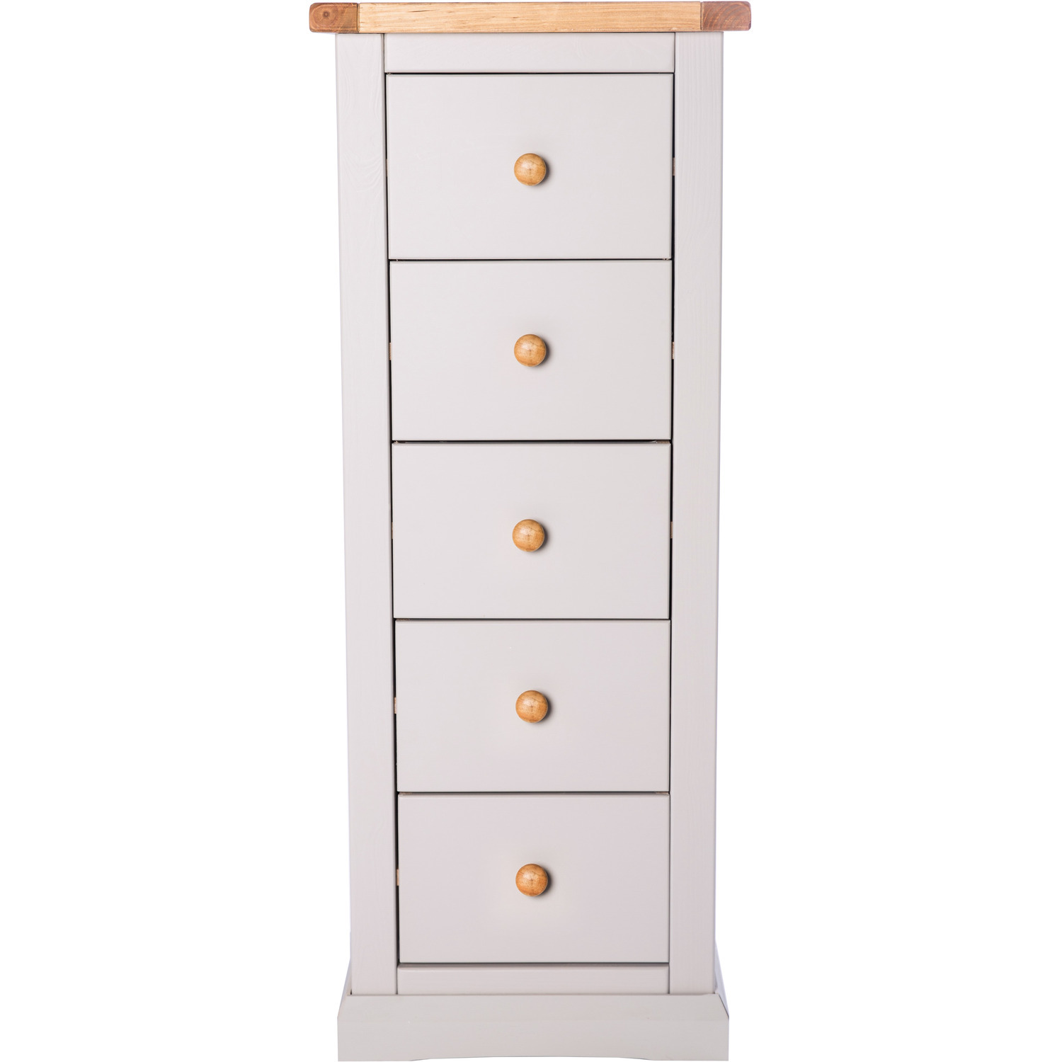 Loreo 5 Drawer Narrow Chest - Grey / Wood