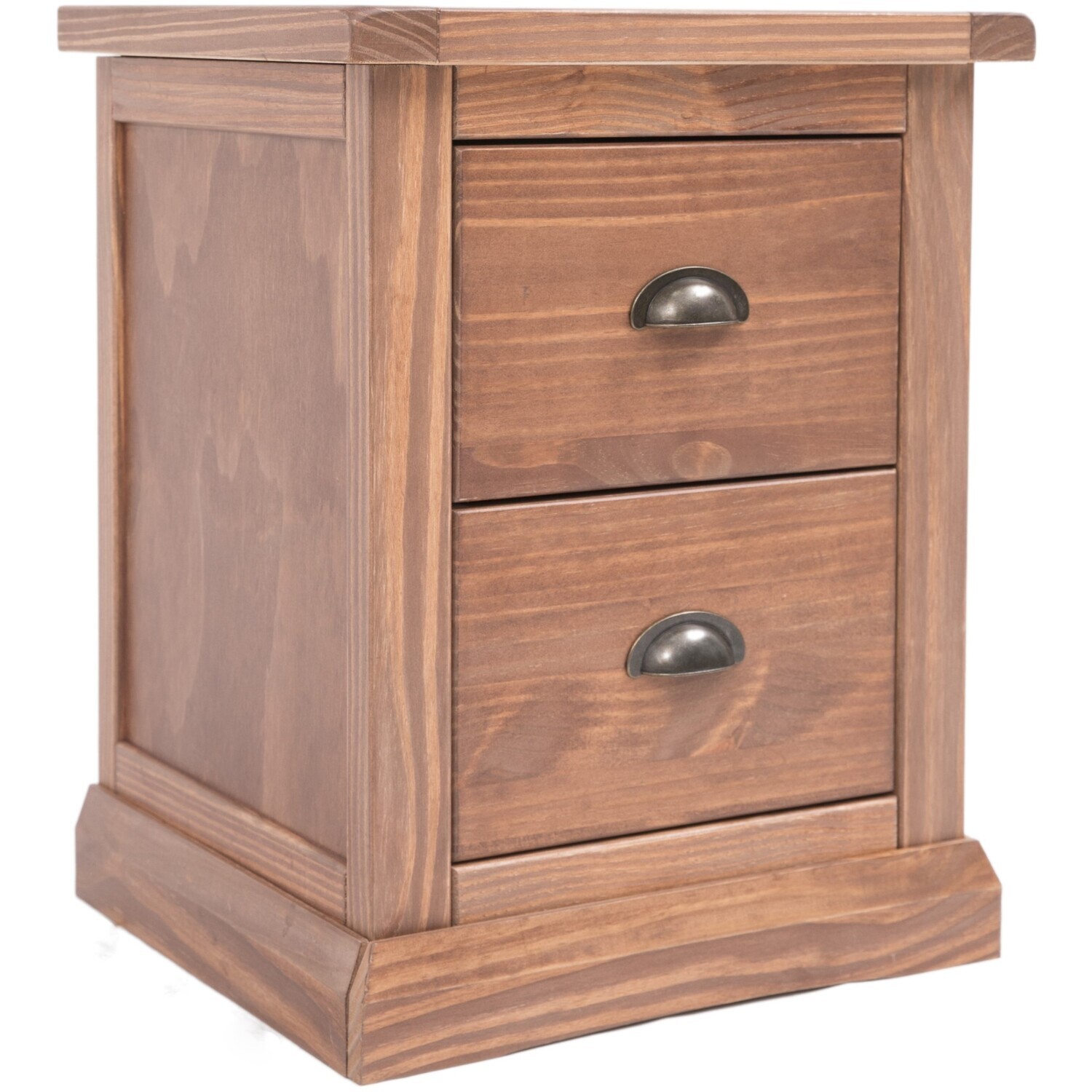 Cabinet Bits Tirolo 2 Drawer Bedside Cabinet - Brown / Brass Cup