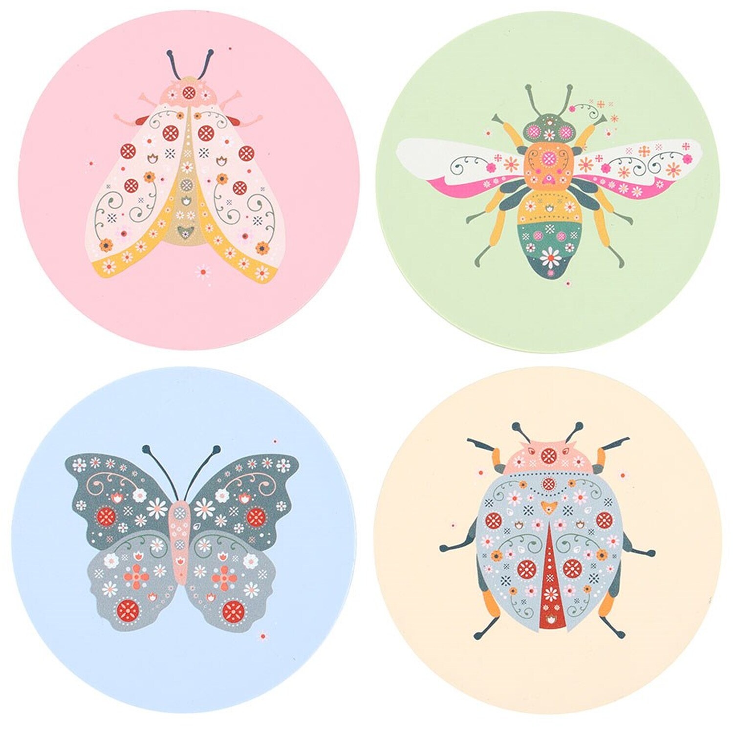 Image of Set of 4 Floral Insect Coaster&hellip;