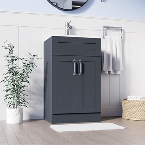 BELOFAY Crawley Grey 600mm Floor Standing Bathroom Vanity Unit With Basin