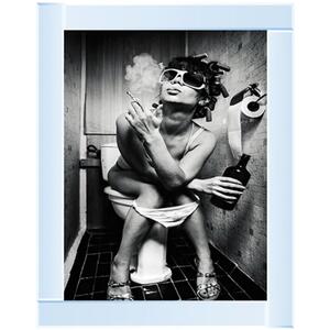 Girl Sits In The Toilet Glitter Liquid Wall Art