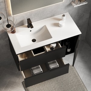 Celtic Duo 1000mm Wall Hung Vanity Unit with Lira Basin-Matt Black
