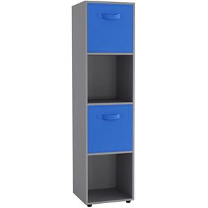 4 -Cube Tall Shelving Unit With Non Woven Inserts - Grey