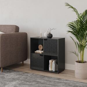 4 -Cube Shelving Unit With Geo Doors - Square - Black
