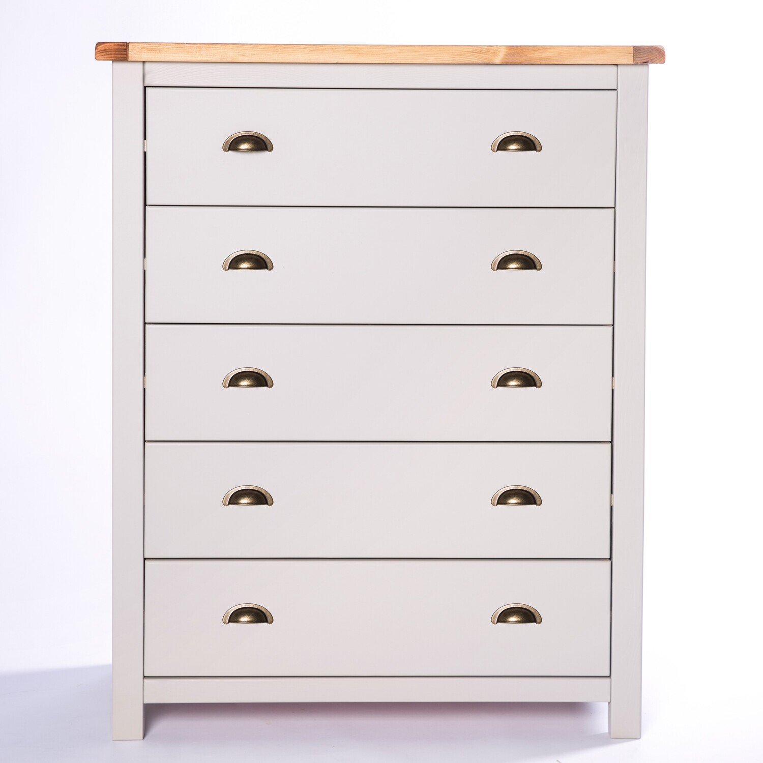 Argenta 5 Drawer Chest - Grey / Brass