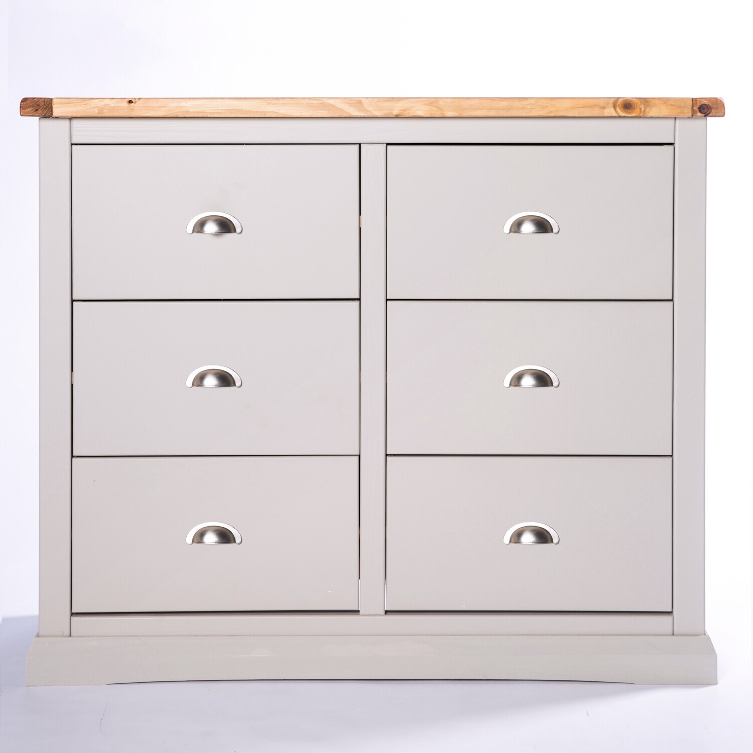 Loreo 3 over 3 Drawer Chest - Grey / Chrome
