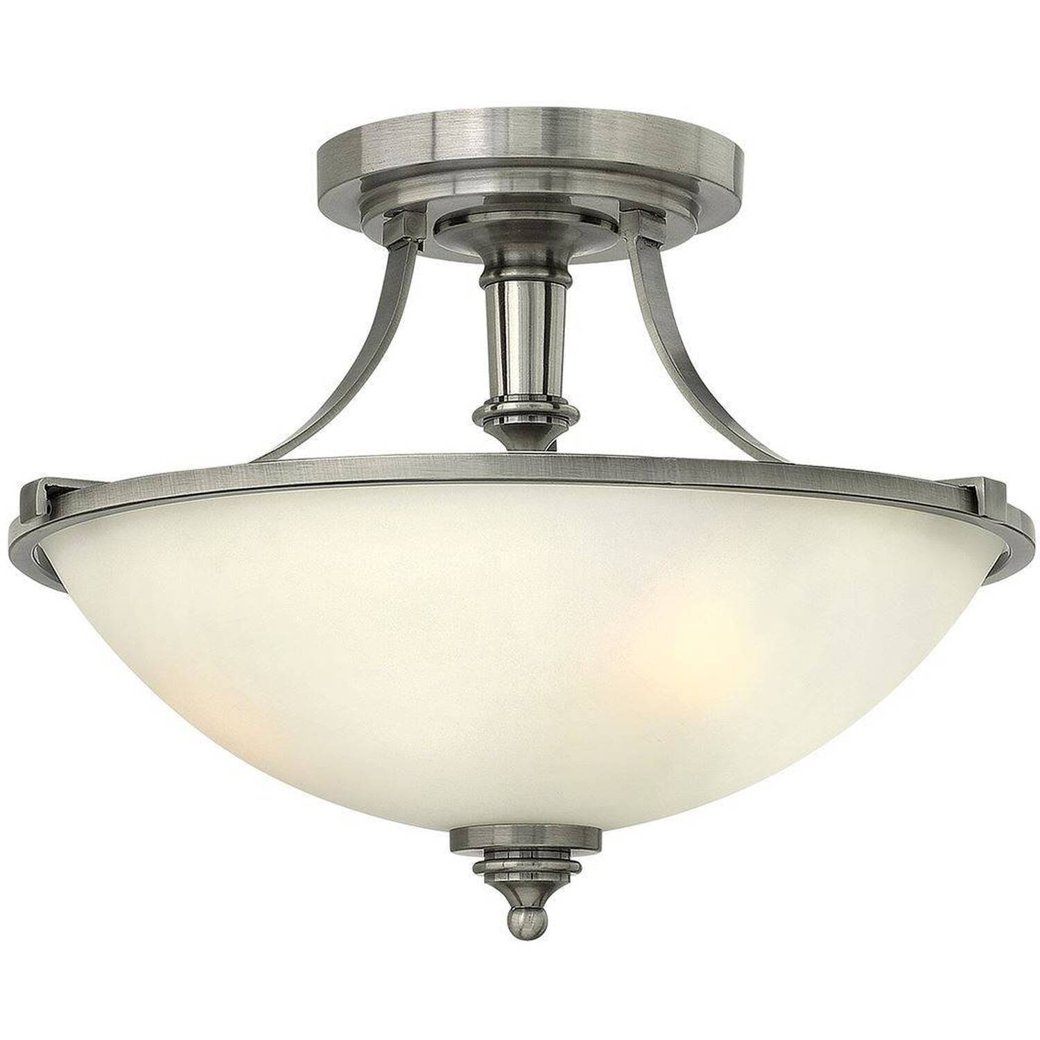 Elstead Truman 3 Light Semi Flush Ceiling Light Antique Nickel, E27 - Antique Nickel