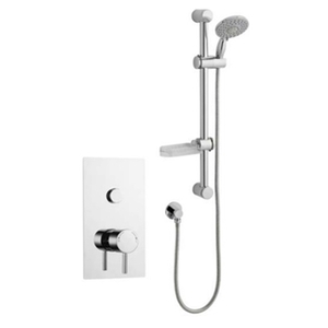 Chrome Single Round Push Button Concealed Mixer Shower With Slide Rail Kit