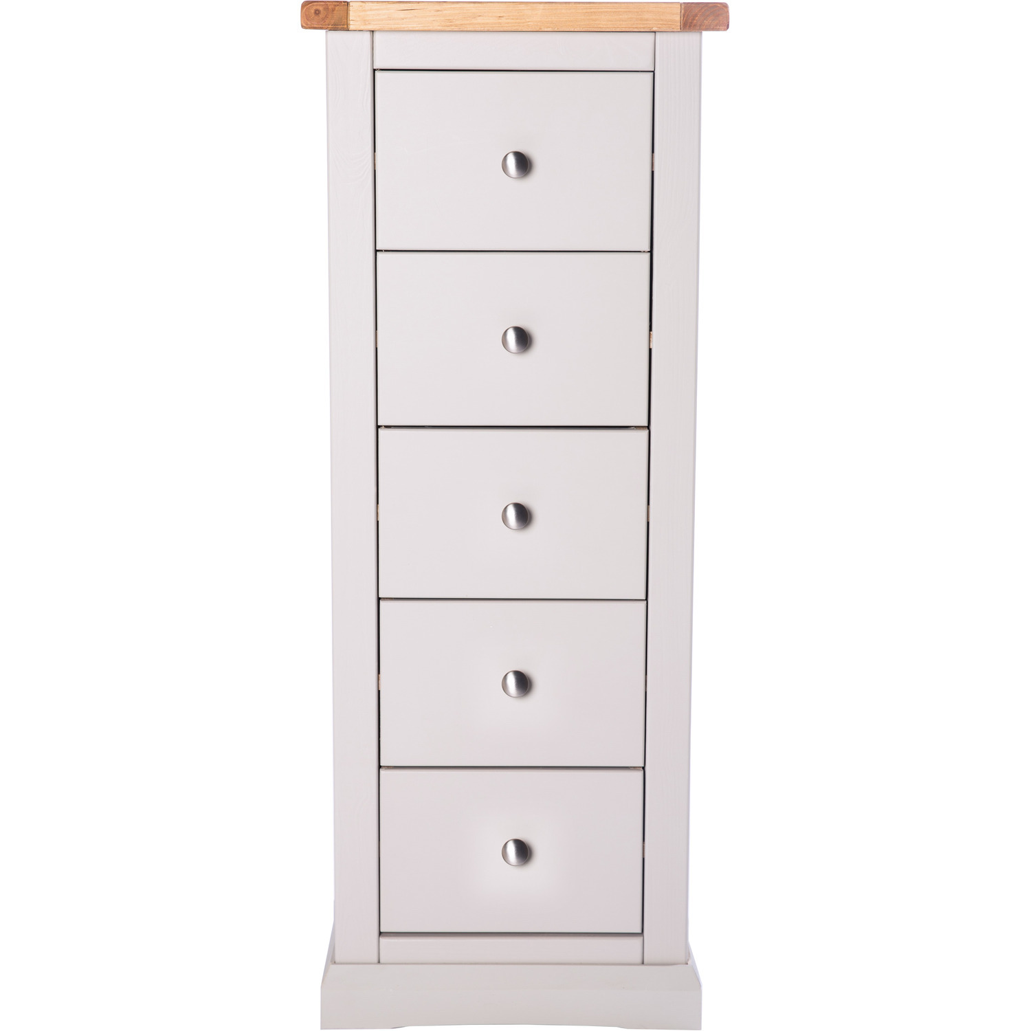 Loreo 5 Drawer Narrow Chest - Grey / Chrome