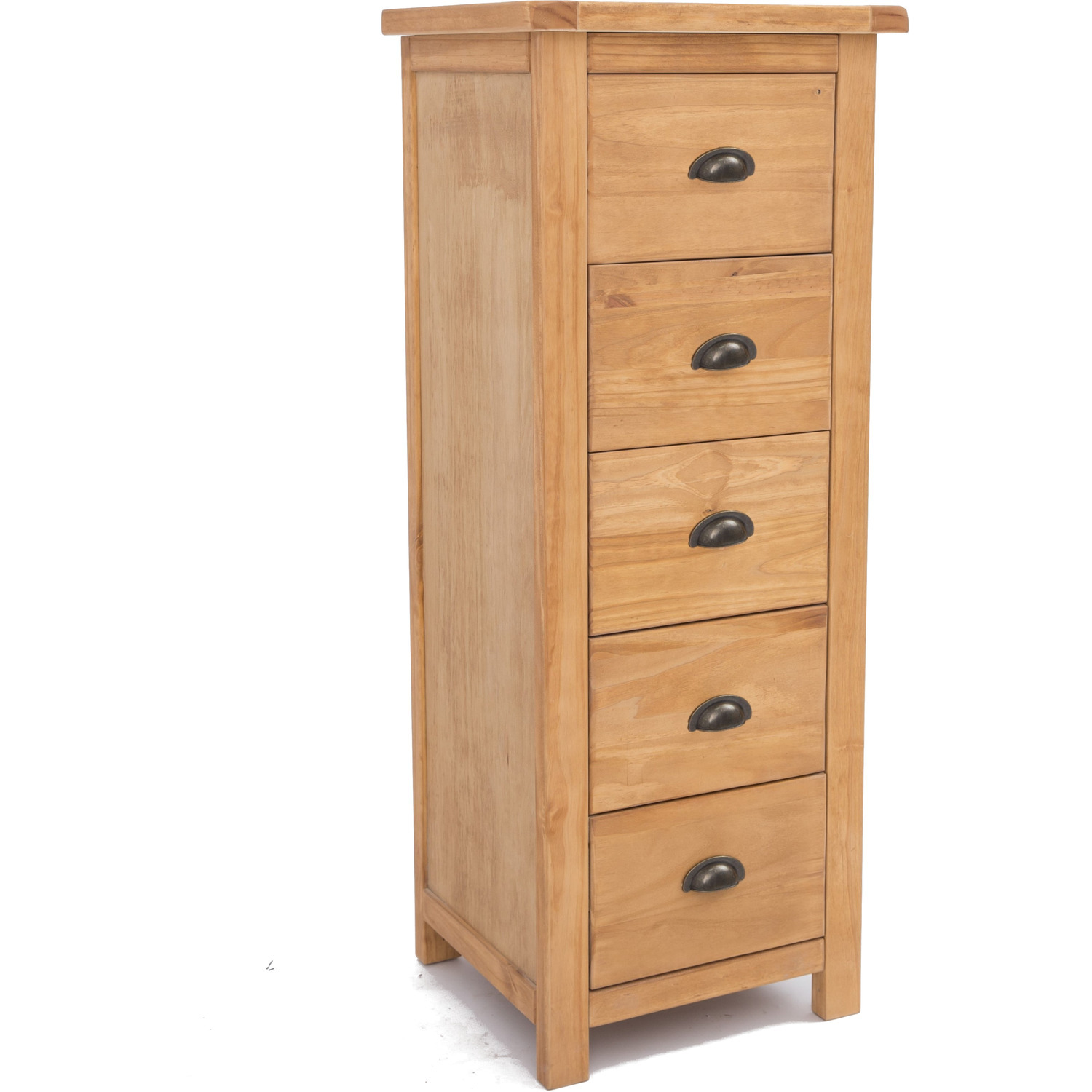 Lugo 5 Drawer Narrow Chest - Grey / Wood