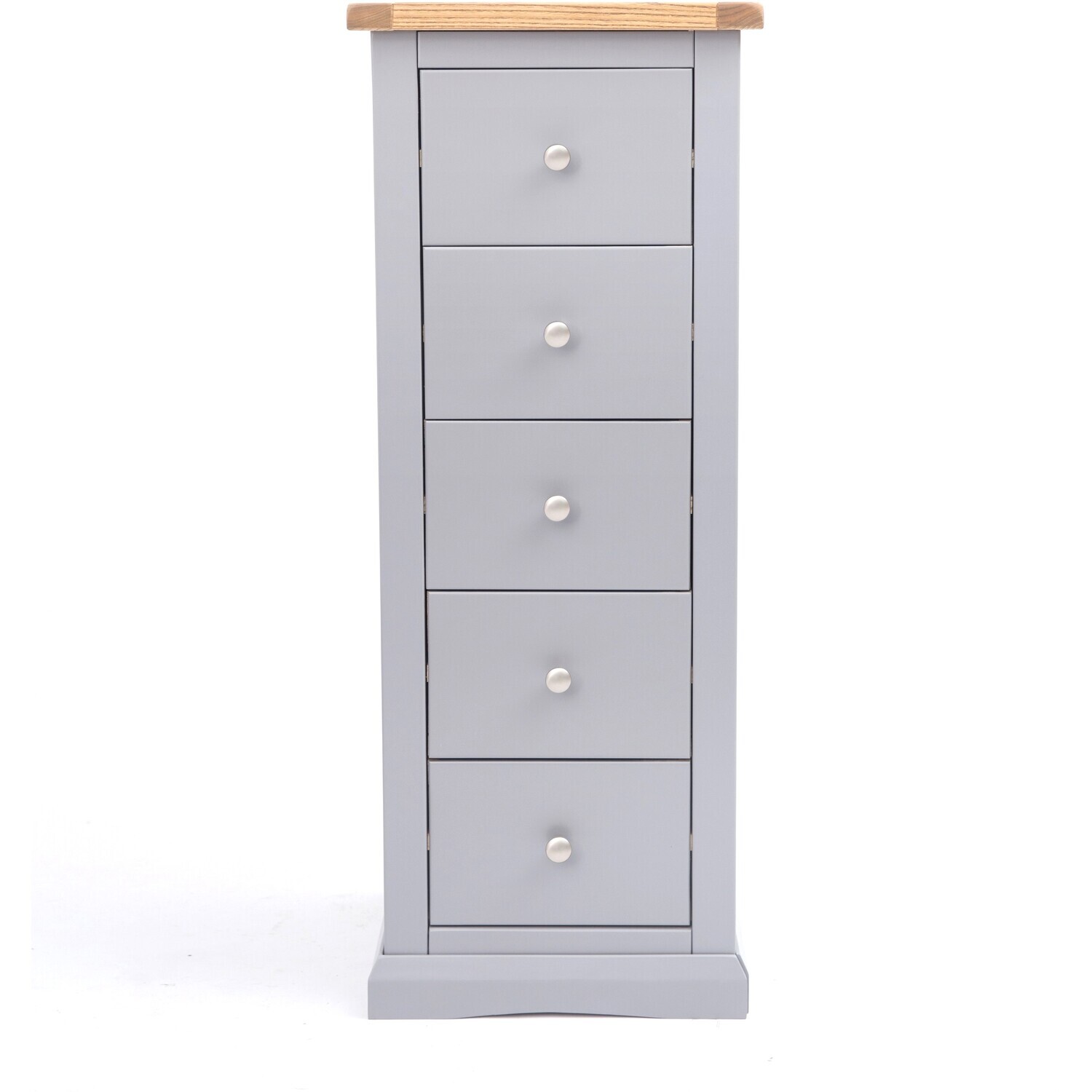 Rocca 5 Drawer Narrow Chest - Grey / Chrome