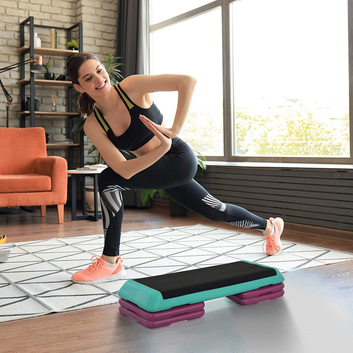 HOMCOM Aerobic Stepper Exercise Platform - Teal
