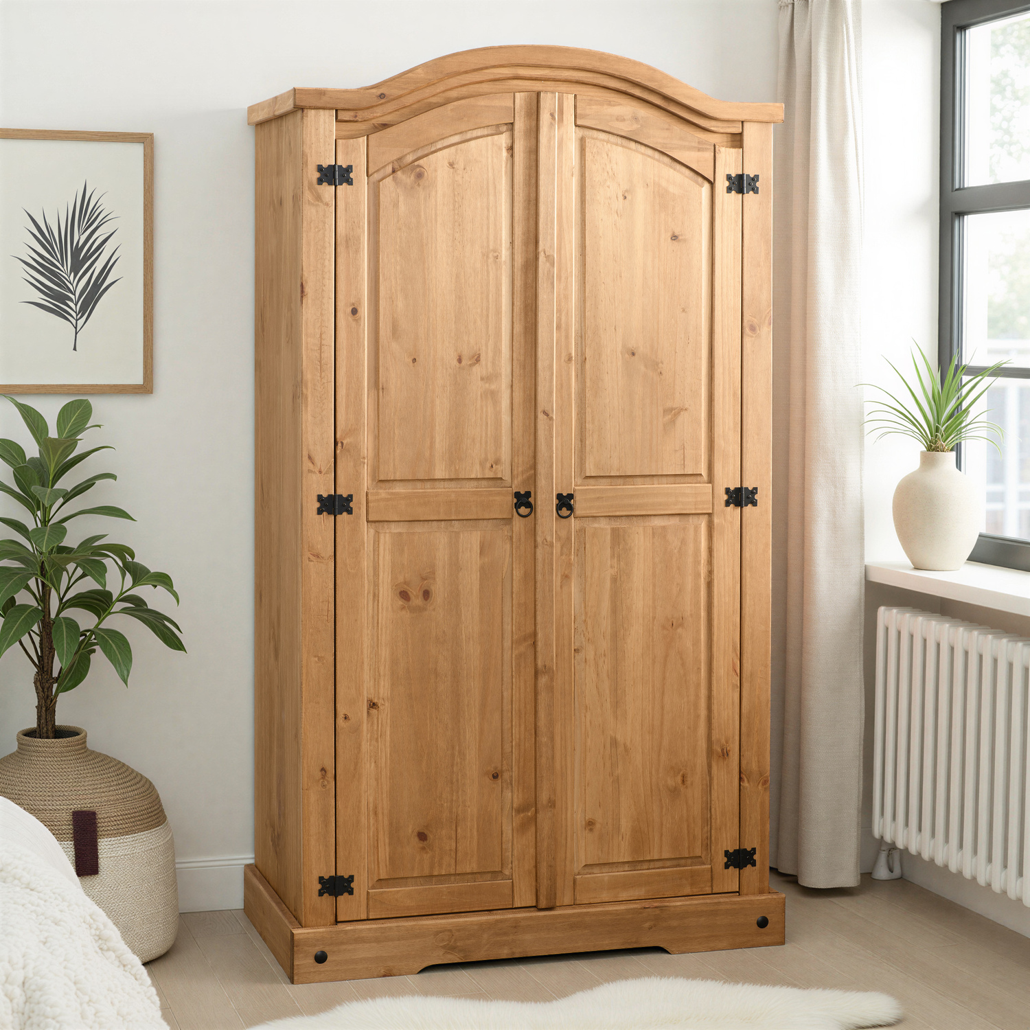 Corona 2 Door Wardrobe Distressed Waxed Pine - Distress Waxed Pine