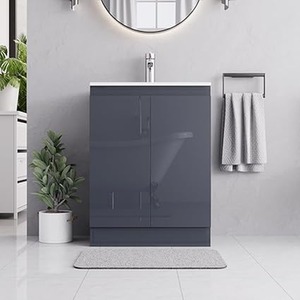 BELOFAY Denvor Grey 600mm Floor Standing Bathroom Vanity Unit With Basin