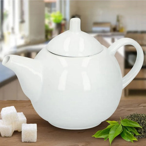 White Ceramic Tea Pot Stylish Vintage Teapot