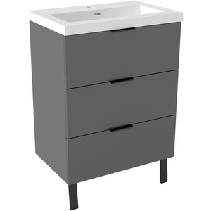 600mm Bathroom Vanity Unit Resin Basin 3 Drawers Cabinet