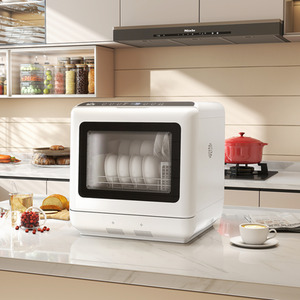 HOMCOM Countertop Dishwasher with Dual Water Supply, White