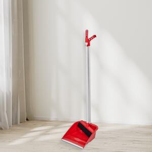 Colormatic Long Handled Indoor Plastic Dustpan & Floor Brush Sweeper - Grey