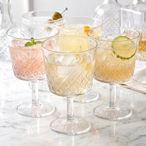 270ml Stemmed Cocktail Glasses Diamond Pattern Goblets Barware Drinkware
