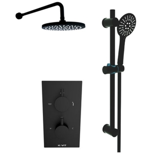 Matt Black Finish Concealed Mixer Shower  Slide Rail Kit  Overhead Drencher