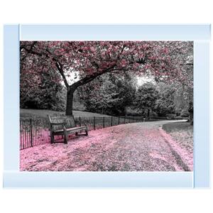 Park Bench Pink Glitter Liquid Wall Art