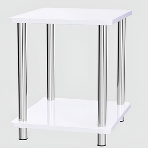 2 Tier High Gloss Shelf Unit - White