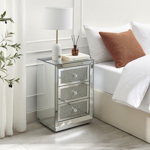 Stella Crushed Diamond Mirrored Bedside Table