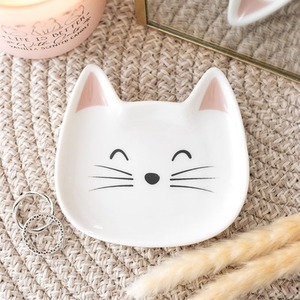 Ceramic White Cat Face Trinket Dish